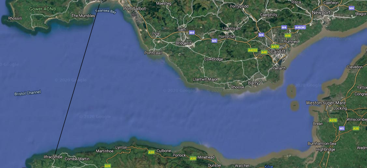 Swansea to Ilfracombe route